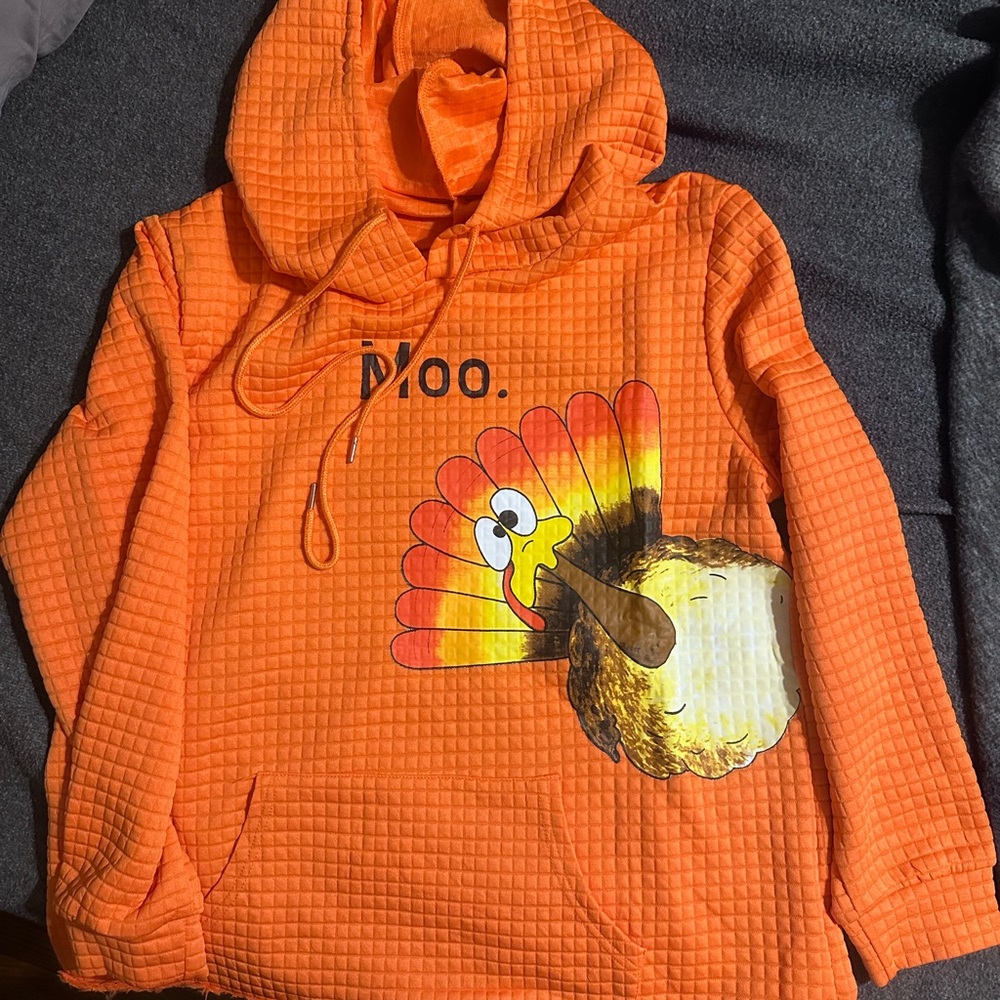 #1288 Orange Turkey Graphic Hoodie
